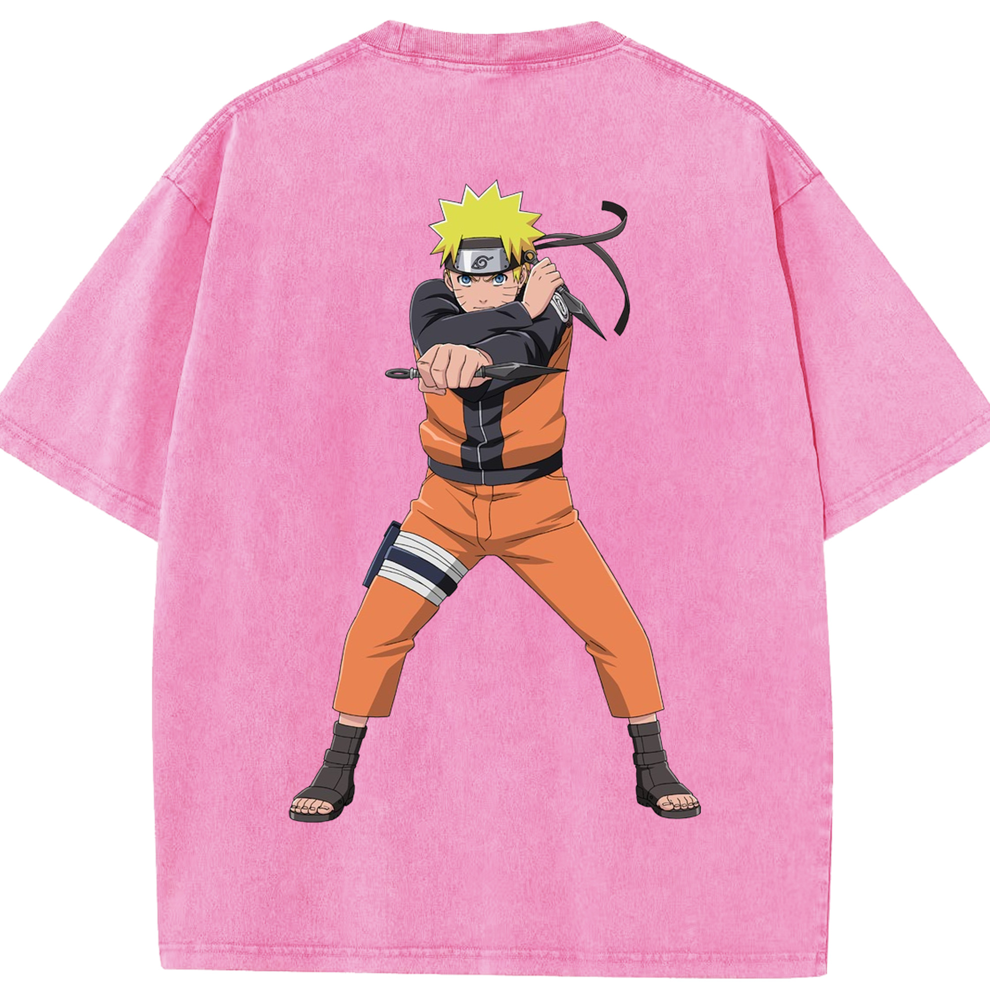 （画像用） NARUTO -ナルト- うずまき ナルト Uzumaki Naruto 綿100% ヴィンテージ風 半袖Tシャツ（背面プリント）